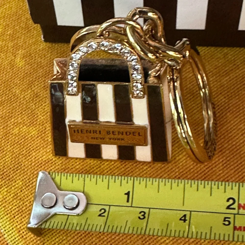 Rare Henri Bendel Enamel & Crystal Key Fob Bag Charm EUC!!!!!